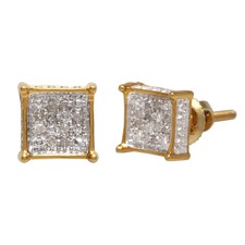 White Natural Diamond Stud Earrings 6 mm 10k Solid Yellow Gold 0.06 Ct Round Cut