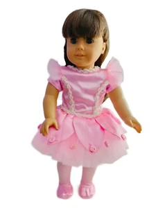 Doll Clothes 18" Ballet Dress Pink Roses Tights Slippers Fit American Girl Dolls - Picture 1 of 5