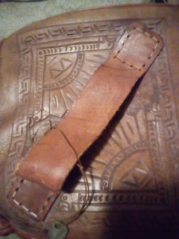 vintage very rare hassock footstool Mayan tooled from peru Cover