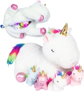 PixieCrush Unicorn Stuffed Animals for Girls, Set of 5 Mommy Unicorn with Babies - Picture 1 of 7
