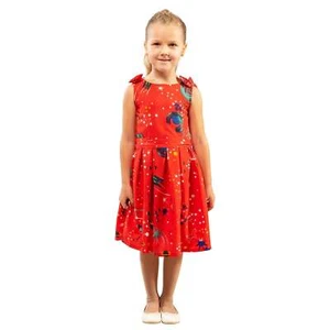 Girls Kids Shoulder Bow Dress Red Age 3-12 Years - Picture 1 of 9