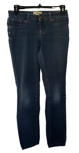 Mudd Denim Jeans Girl's 12 Stretch Dark Wash 26 x 25.5 Distress Tapered Mid Rise - Picture 1 of 6