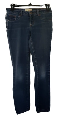 Mudd Denim Jeans Girl's 12 Stretch Dark Wash 26 x 25.5 Distress Tapered Mid Rise - Image 1 of 4