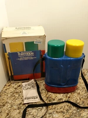 Outdoor Double Thermos Thermique Doubleheader Camping Crown Corning Vintage 1985 Foto 1 de 4