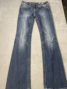 Pantalones de mezclilla para mujer Miss Me adornados con cristal corte bota azul talla 27 - Imagen 1 de 7