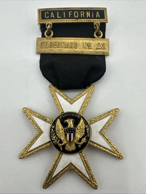 De colección California San Bernardo No. 23 Caballeros Templarios Malta Medalla Masónica Foto 1 de 4