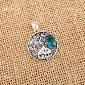Elegante colgante de plata 925 ovalado natural apatita hija boda único joyería - Imagen 1 de 10