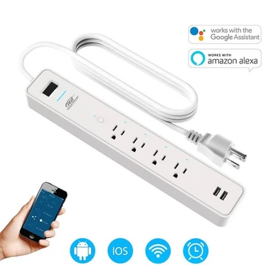 4 Outlet power strip with 2 USB(3.1A)ports, 1875W/6ft 14AWG cord - Image 1 of 4