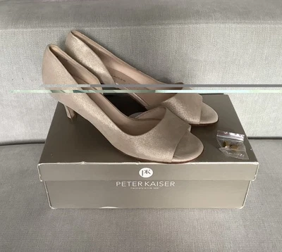 Peter Kaiser Gold Jamala Peep Toe Heels Size 6 - Image 1 of 4
