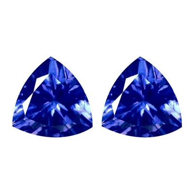 0.90Ct Premium [2Pcs Pair] Trillion 5.5mm Genuine AAA Dark Purple Blue Tanzanite — 第 1/4 张图片