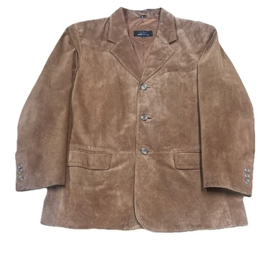 Chaqueta City Jones New York Cuero Genuino Gamuza Marrón Chocolate Talla 40S Preppy Foto 1 de 4