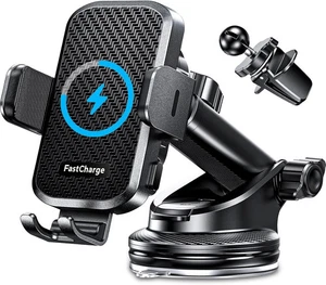 Chgeek Wireless Car Charger with Phone Holder Mount, 15W Fast Charging Auto Clam - Picture 1 of 5