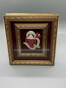 Lord Ganesha Rahmen im Rahmen Kunstwerk rot mit Strass fertig zum Aufhängen Wanddeko - Bild 1 von 11