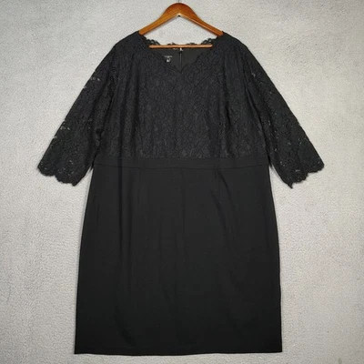 Talbots Shift Dress Women's 20W Plus Black Floral Lace 3/4 Sleeve Modest Party - Image 1 of 4