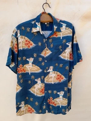Vintage Pierre Cardin Hawaiian Shirt Mens M Pin up Style Palm beach Tropical - Image 1 of 4