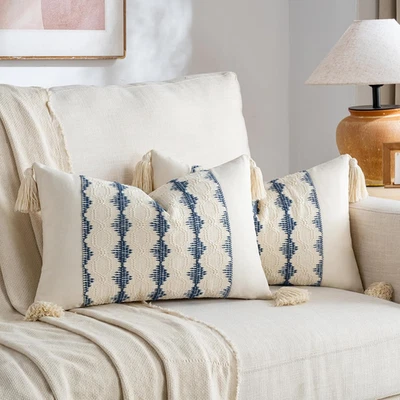 Juego de 2 Tiros Decorativos Lumbares Vintage 20" X 12" (Pack de 2) Azul Polvoriento Foto 1 de 4