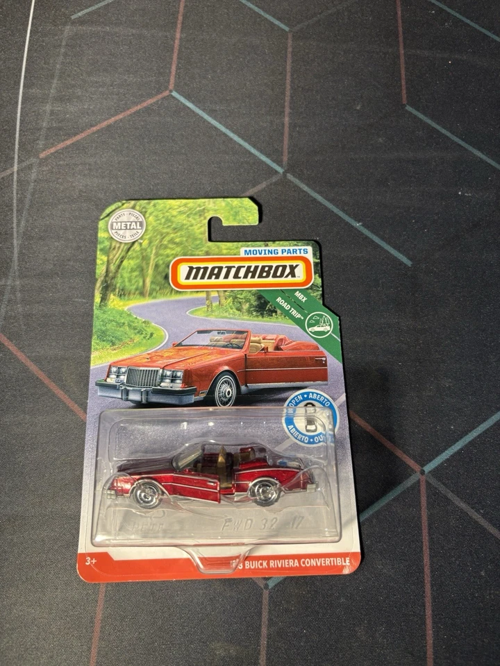 Matchbox Moving Parts MBX Road Trip '83 Buick Riviera Convertible in Red - Image 1 of 4