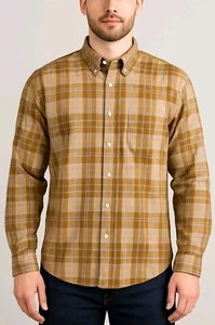 Sun River Men’s Button-Down Shirt XL Brown Plaid 100% Cotton Long Sleeve Casual - Picture 1 of 9
