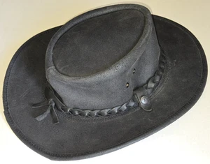 BC Hats Genuine Steerhide Australian Hat Men’s Large Black - Picture 1 of 6