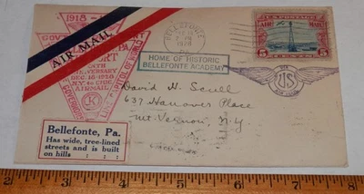 BELLEFONTE PA - 1928 TENTH ANNIVERSARY AIR MAIL COVER - N.Y. to CHICAGO ROUTE - Image 1 of 4