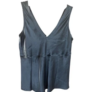 J.Crew 100% Silk Camisole Tank Top Medium Navy Blue Y2K Minimalist Sleek Sexy - Picture 1 of 5