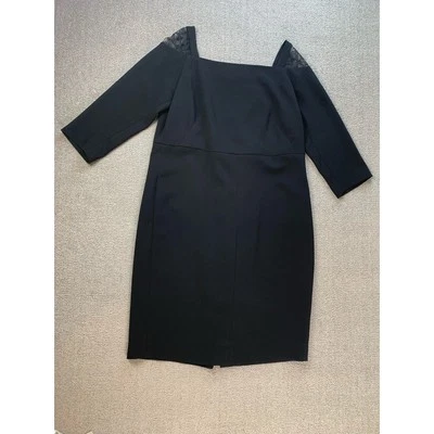 Vestido Marina Rinaldi para mujer mediano negro clásico de lujo cóctel hasta la rodilla Foto 1 de 4