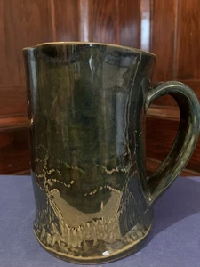 Pottery Pine Tree Forest Coffee Mug with Sturdy Handle Green - Picture 1 of 7