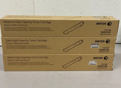 For XEROX PHASER 7500 LASER TONER CARTRIDGE SET CYAN YELLOW MAGENTA - Image 1 of 4
