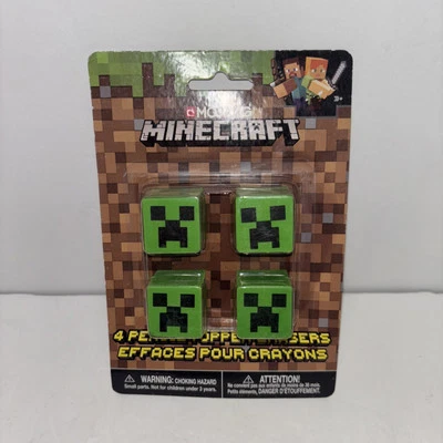 MINECRAFT PENCIL TOPPER ERASERS 4 Pack - Birthday Party - Image 1 of 2