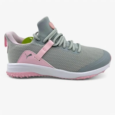 Zapatos de golf PUMA Fusion Evo tiro alto rosa dama niños niñas sin clavos Foto 1 de 4