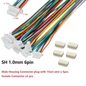 5X Micro JST SH 1.0 2P 3P 4P 5P 6PIN Stecker weibCRch Steckverbinder 15cm Drahtk - Bild 1 von 19