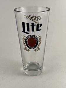 Miller Lite "Tall" Pint Glasses A Fine Pilsner Beer 7” Heavy Thick Glass - Picture 1 of 11