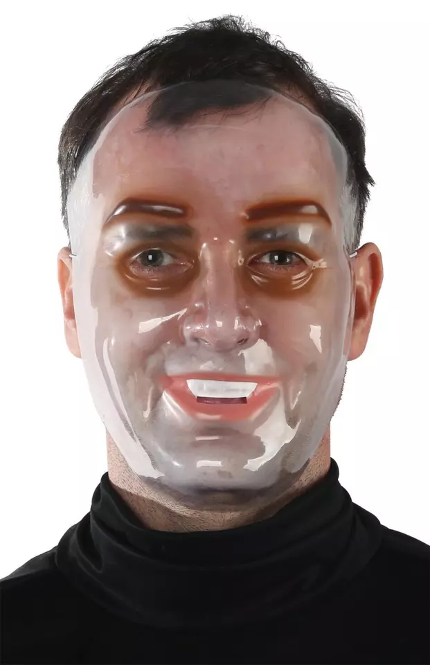 ADULT CLEAR TRANSPARENT YOUNG MALE FACE MASK HALLOWEEN COSTUME MR139016 - Image 1 of 1