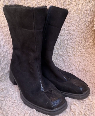 Rohde женщин середины икры меха верхний замши теплый прочный ботинки резиновая подошва размер UK5 VGC - Изображение 1 из 4