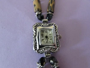 VINTAGE Quartz square wrist watch with double beaded band - Picture 1 of 6