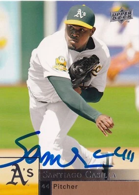 SANTIAGO CASILLA SIGNED AUTO'D 2009 UPPER DECK CARD 791 OAKLAND ATHLETICS GIANTS - Image 1 of 2
