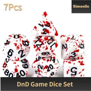 7Pcs Polyhedral Dice Bloodstains Resin Polyhedral Dice Set RPG DND WOWS - Picture 1 of 3