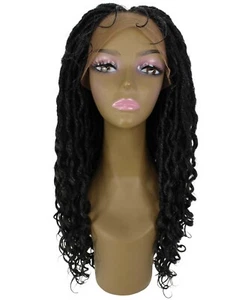 LUXLUXE Andrea 4x4 Curly Long 4X4 Hand Tied Lace Braid Salt & Pepper Grey Wig - Picture 1 of 7