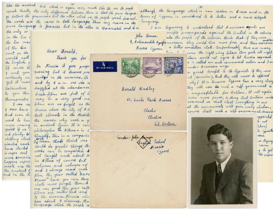 CYPRUS 1947 LONG LETTER JOHN DEMOU - Image 1 of 4