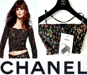New Chanel 2021 2022 Black Red Pink Crop Top 34 36 38 2 4 6 Sweater Shirt S M - Picture 1 of 22