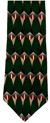Corbata Patrón Extraño Verde Profundo Marrón Negro Gris Art Deco Bill Blass 4" Ancho Foto 1 de 2