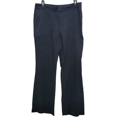 Pantalones Anne Klein New York para mujer negros ligeros de lino planos informales Lagenlook 8 Foto 1 de 4