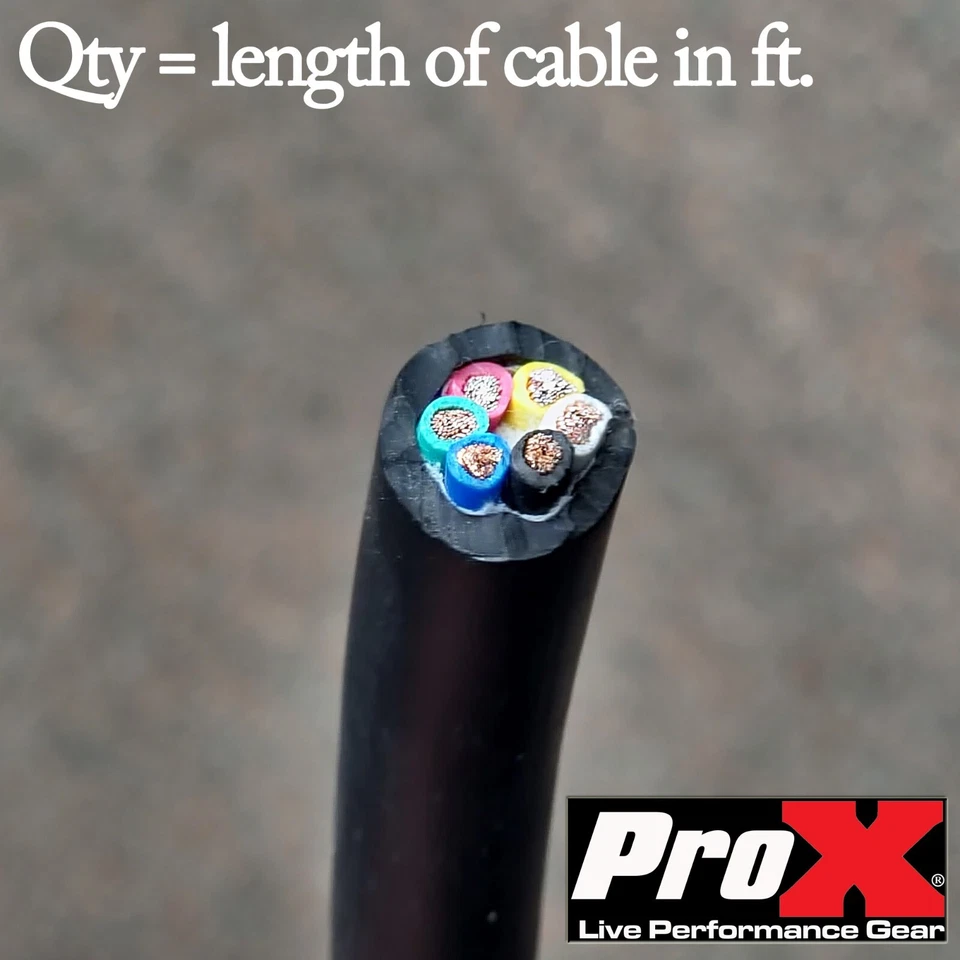 ProX 12 Gauge AWG PA DJ Pro Audio Raw Speaker Cable 6-core PER FOOT Qty 1 = 1 ft - Image 1 of 1