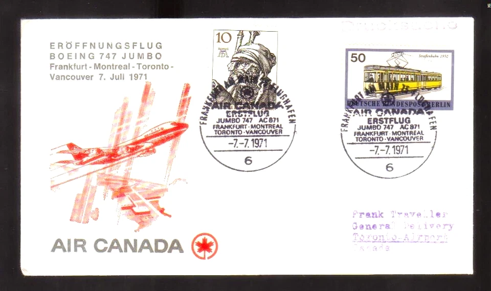 9991 - Berlín, Alemania, Alemania, primer vuelo - Frankfurt Vancouver - Air Canad Foto 1 de 1