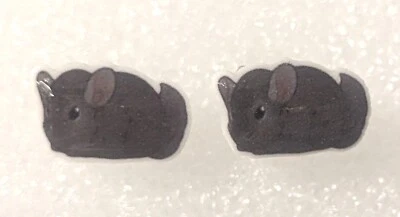Chinchilla Gray Teeny Tiny Flat Acrylic Stud Earrings Jewelry - Image 1 of 3