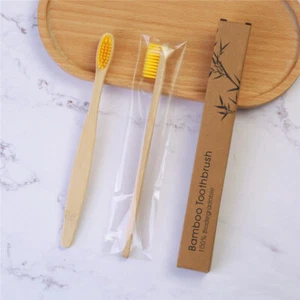 5Pcs Eco Friendly Natural Bamboo Toothbrush Wood Medium Adult Healthy Brush - Picture 1 of 36