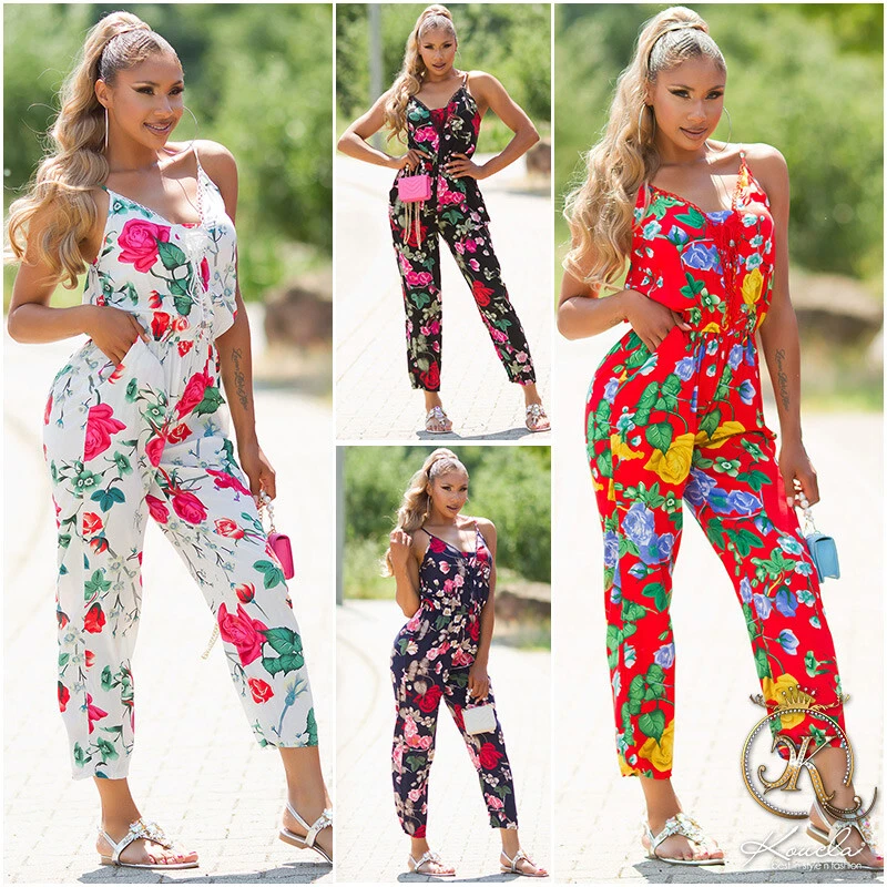 Koucla sommer Overall Playsuit Damen Jumpsuit Blumen Print Milax-Fashion - Bild 1 von 1
