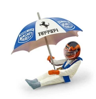 FIGURINO PILOTINO GILLES  IN AUTO x FERRARI + OMBRELLO x 126C2  1/43 Brumm CH01U - Immagine 1 di 2
