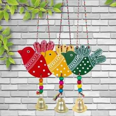 Colorful Bird Hanging: Handmade Embossed Latkan Decor for Garden, Home, Office, - Image 1 of 4