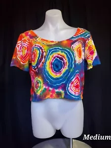 Custom Tie Dye Medium Dharma Crop Tee  T-Shirt New One of a Kind Sweet Dyes - Picture 1 of 1